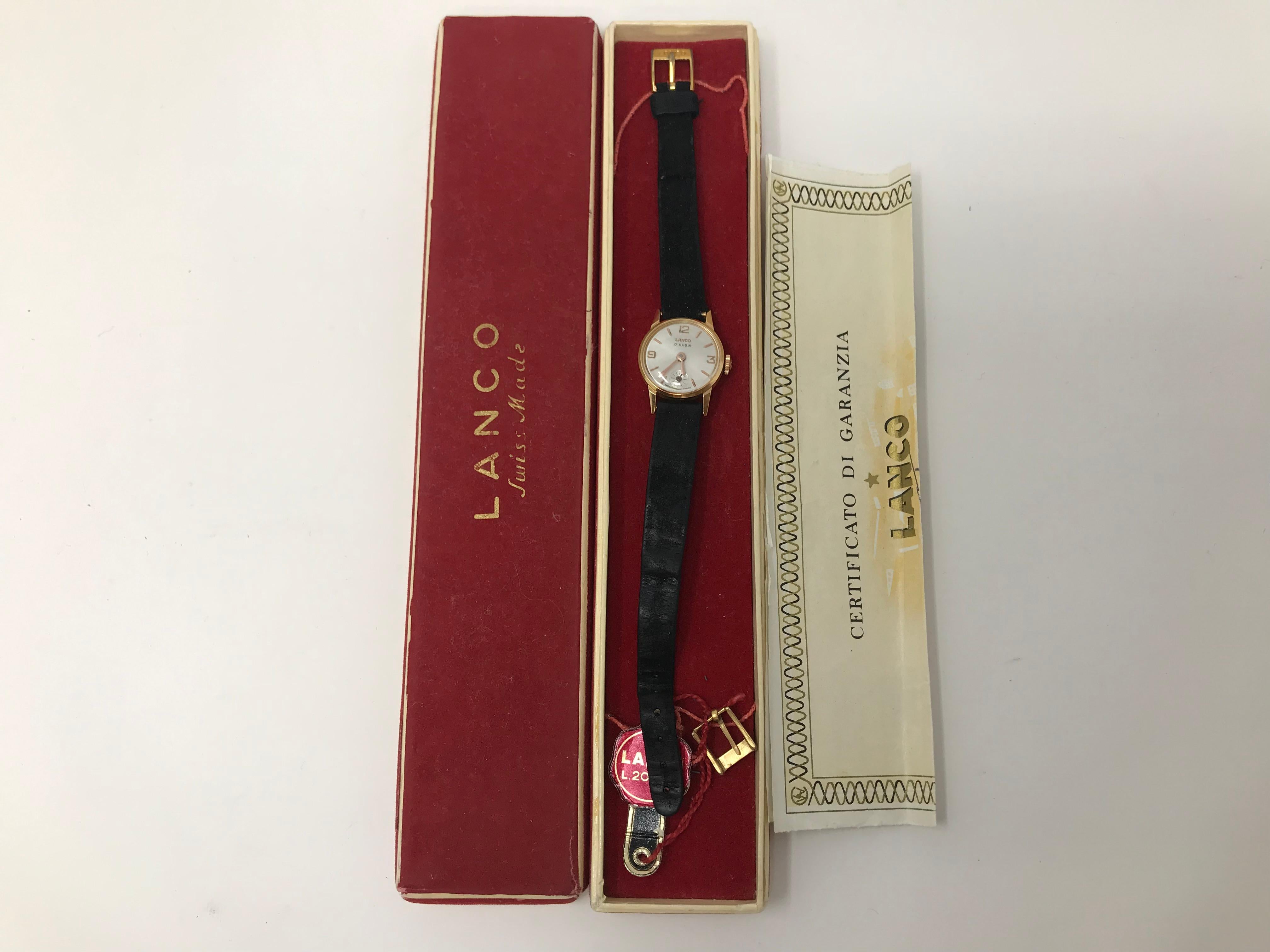 Lanco 18k Gold Damenuhr Handaufzug im Zustand „Gut“ im Angebot in Montreal, QC