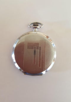 Lanco Pocket Watch 1950s, Chrome Case, Working, Slim Modern Design