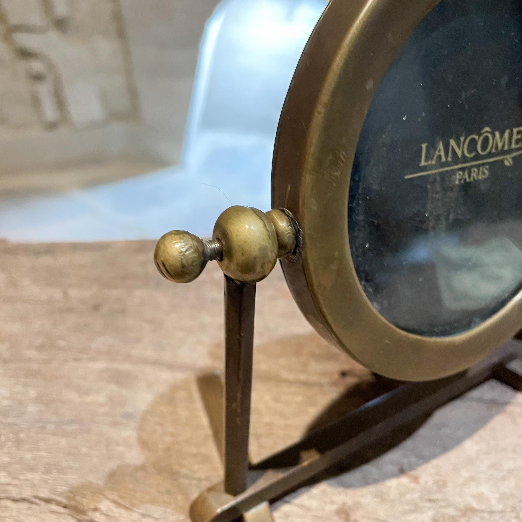 Lancome Paris Art Deco Round Brass Picture Frame on Display Stand France In Good Condition In Chula Vista, CA