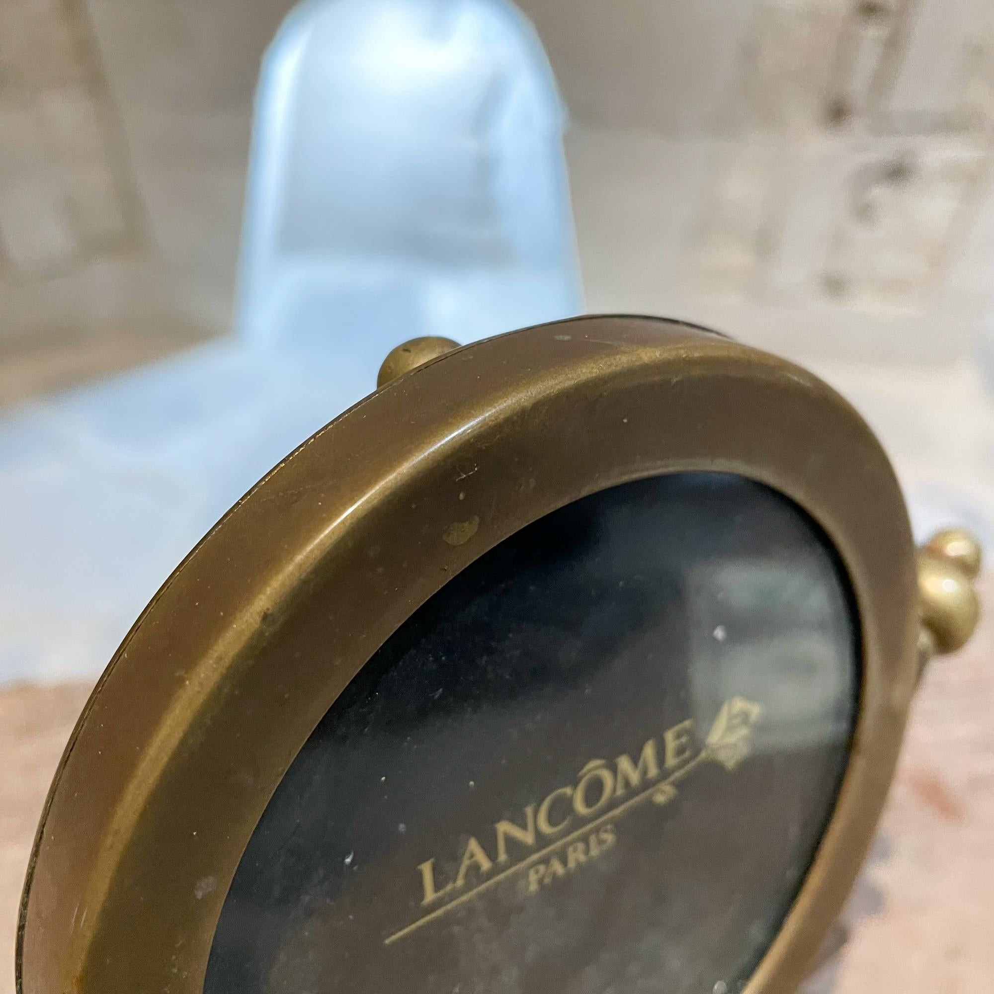 Lancome Paris Art Deco Round Brass Picture Frame on Display Stand France 1