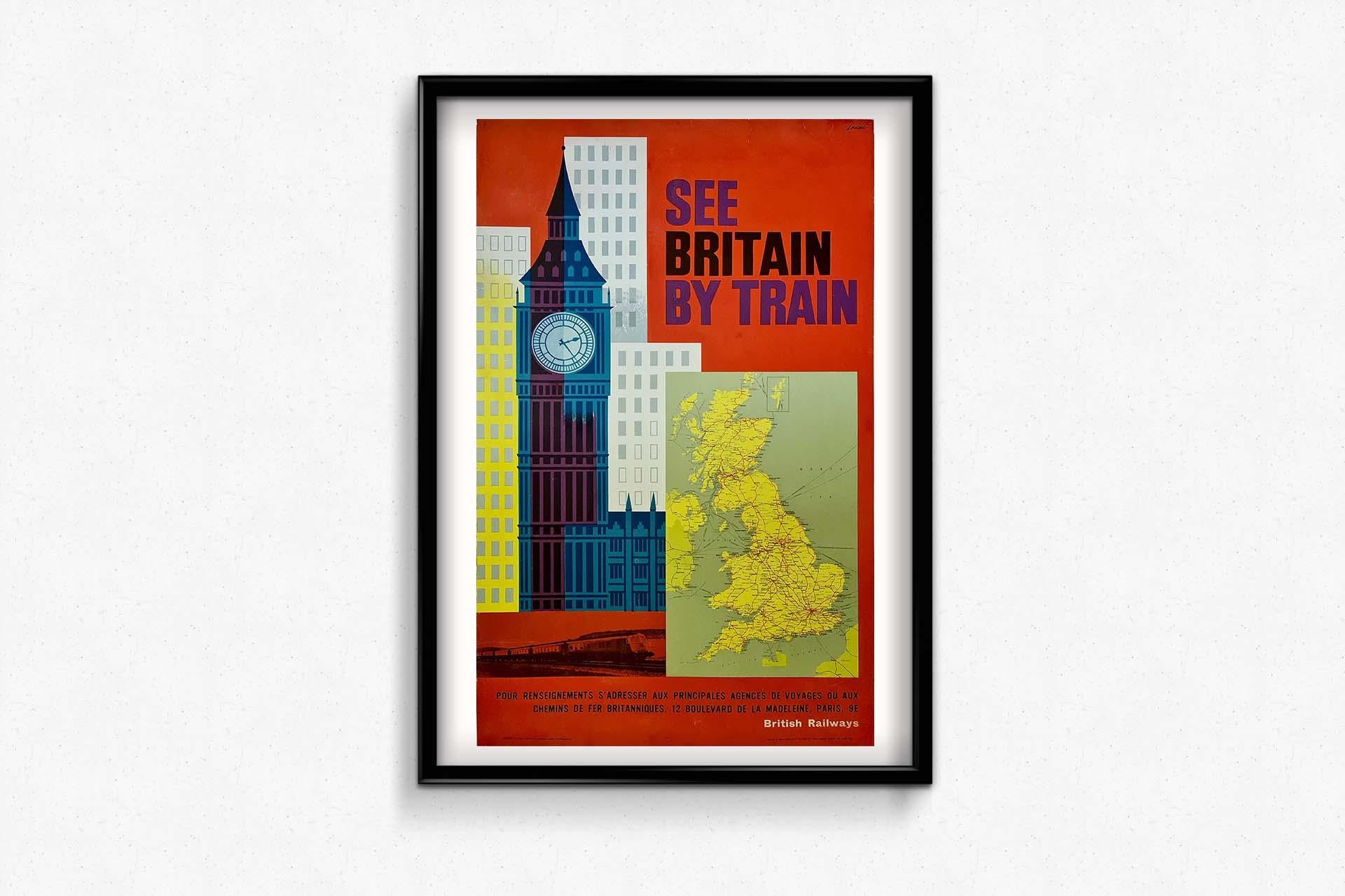Circa 1960 original poster by Lander -  See Britain by train - London For Sale 1
