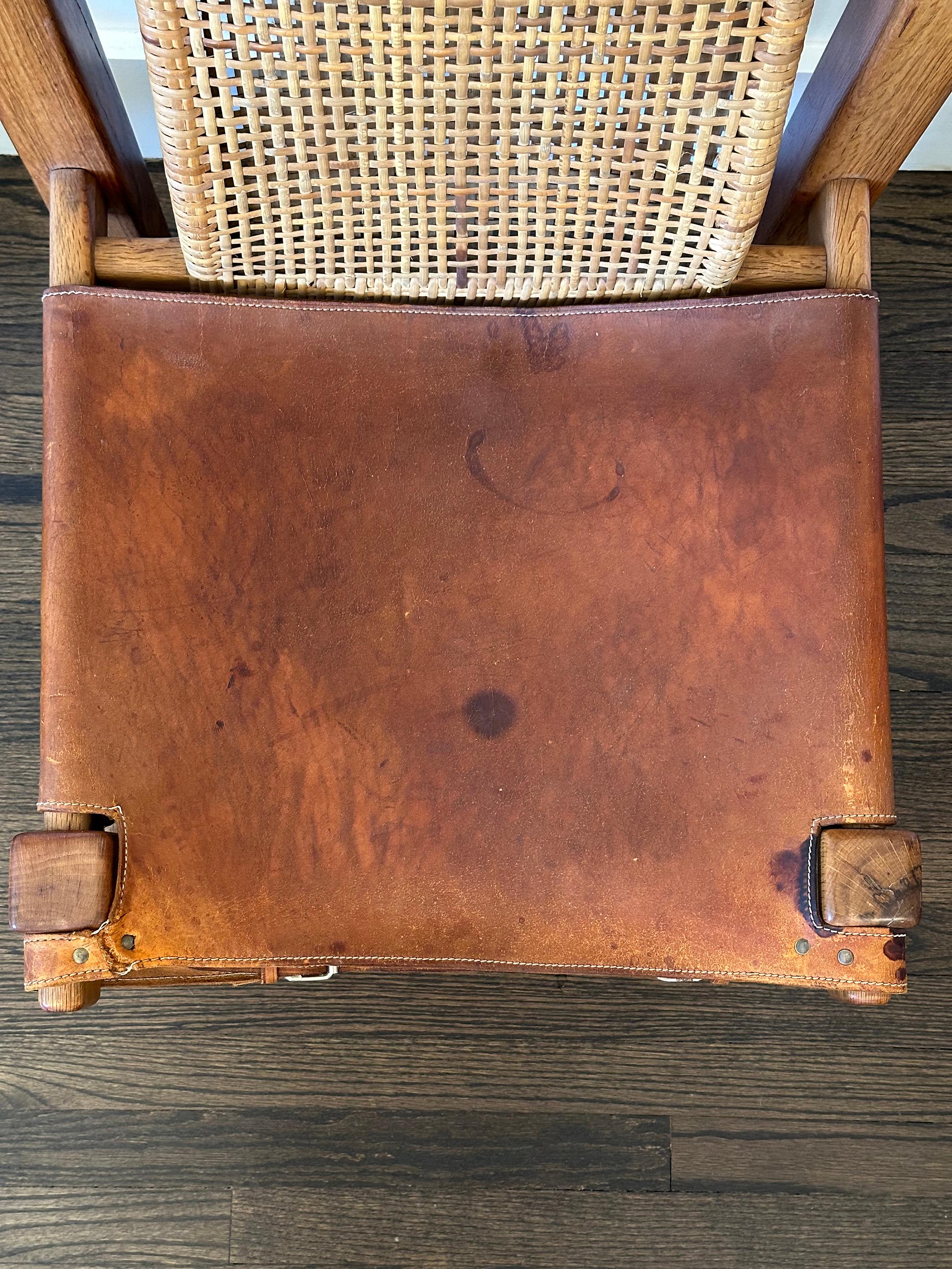 Fin du 20e siècle Chaises d'appoint en osier, bois et cuir Lander en vente