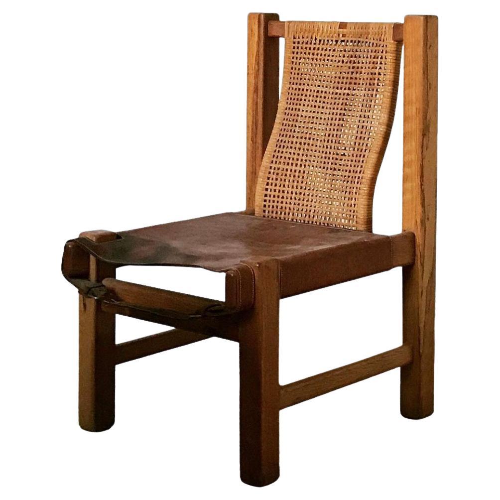Lander Wicker Wood and Leather Side Chairs
