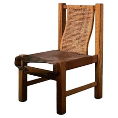 Lander Wicker Wood and Leather Side Chairs