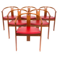 Landerholm & Lund Danish Mid Century Tripod Dining Chairs in Teak Set of Six 196