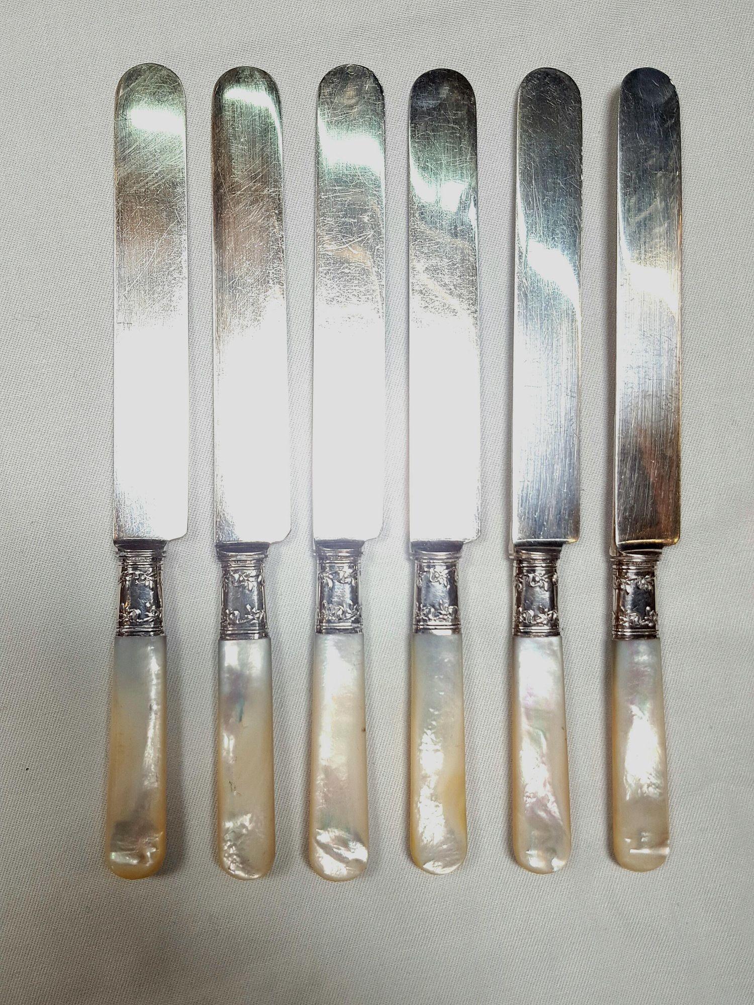 Metà XX secolo Landers, Frary & Clark Aetna Works Set di pesci in argento sterling con la madre in vendita