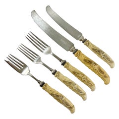 Landers, Frary & Clark Posate da tavola in celluloide con manico d'avorio - Set da 30 pezzi