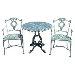 Vintage Landgrave Cast Classics Victorian Green Aluminum Garden Patio Bistro Dining Set