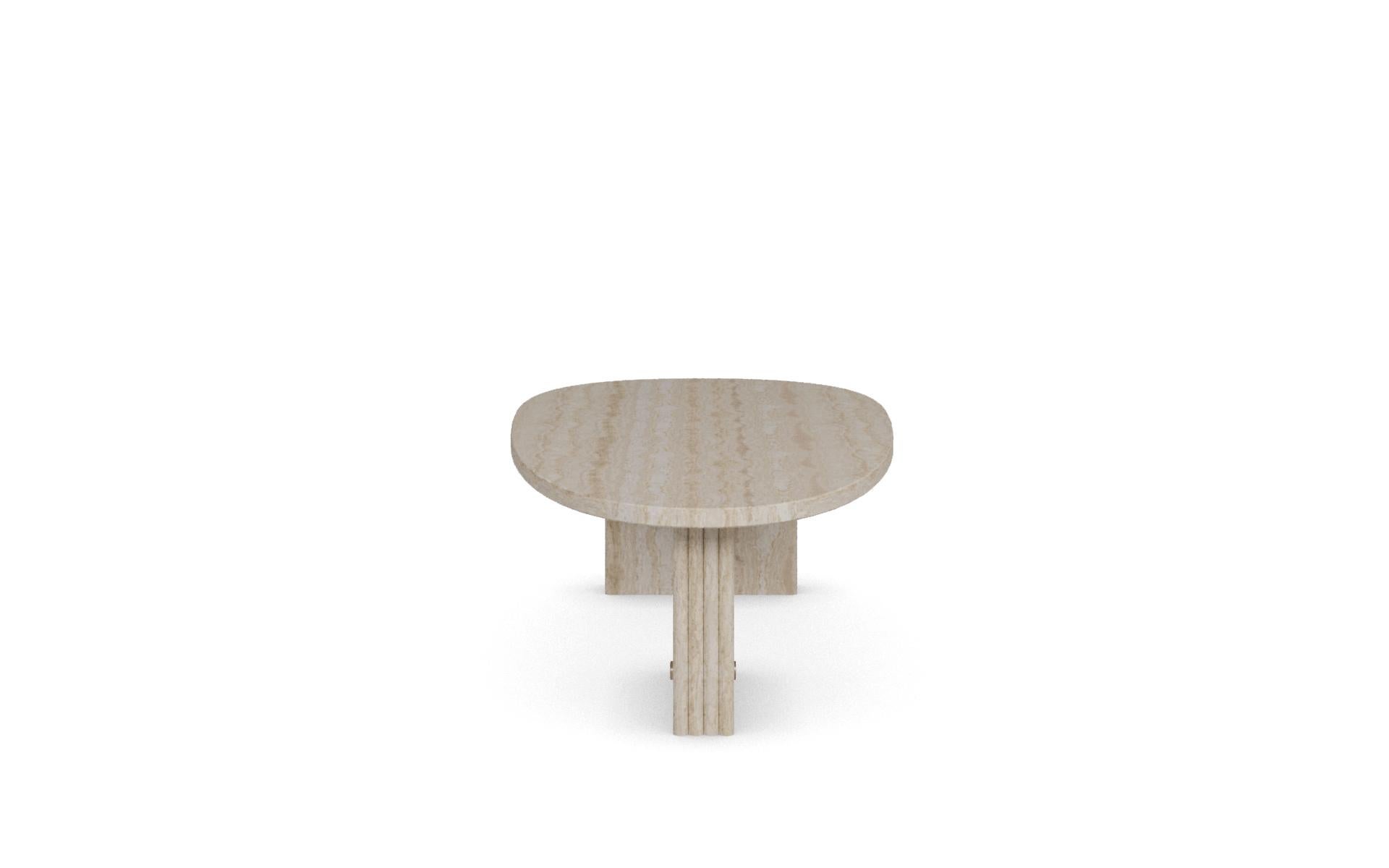 Moderne Landi Coffee Table by Nolita Harbour: Travertine Stone Table with Brass Details. en vente