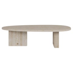Landi Coffee Table by Nolita Harbour: Travertine Stone Table with Brass Details.