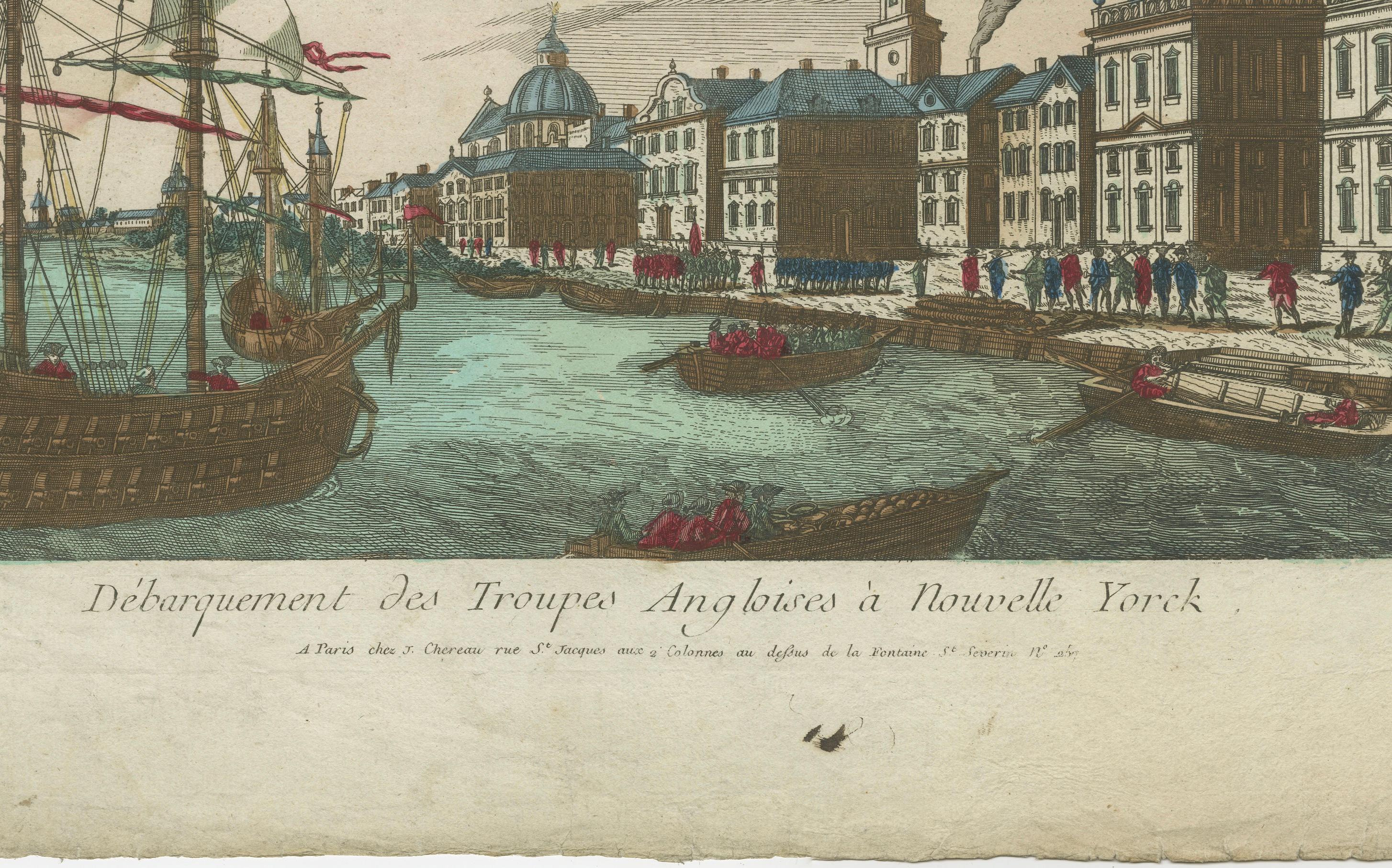 Landing of the British Troops in New York – Hand-Colored Optical View, ca. 1776
