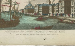 Desembarco de las tropas británicas en Nueva York - Vista óptica coloreada a mano, ca. 1776