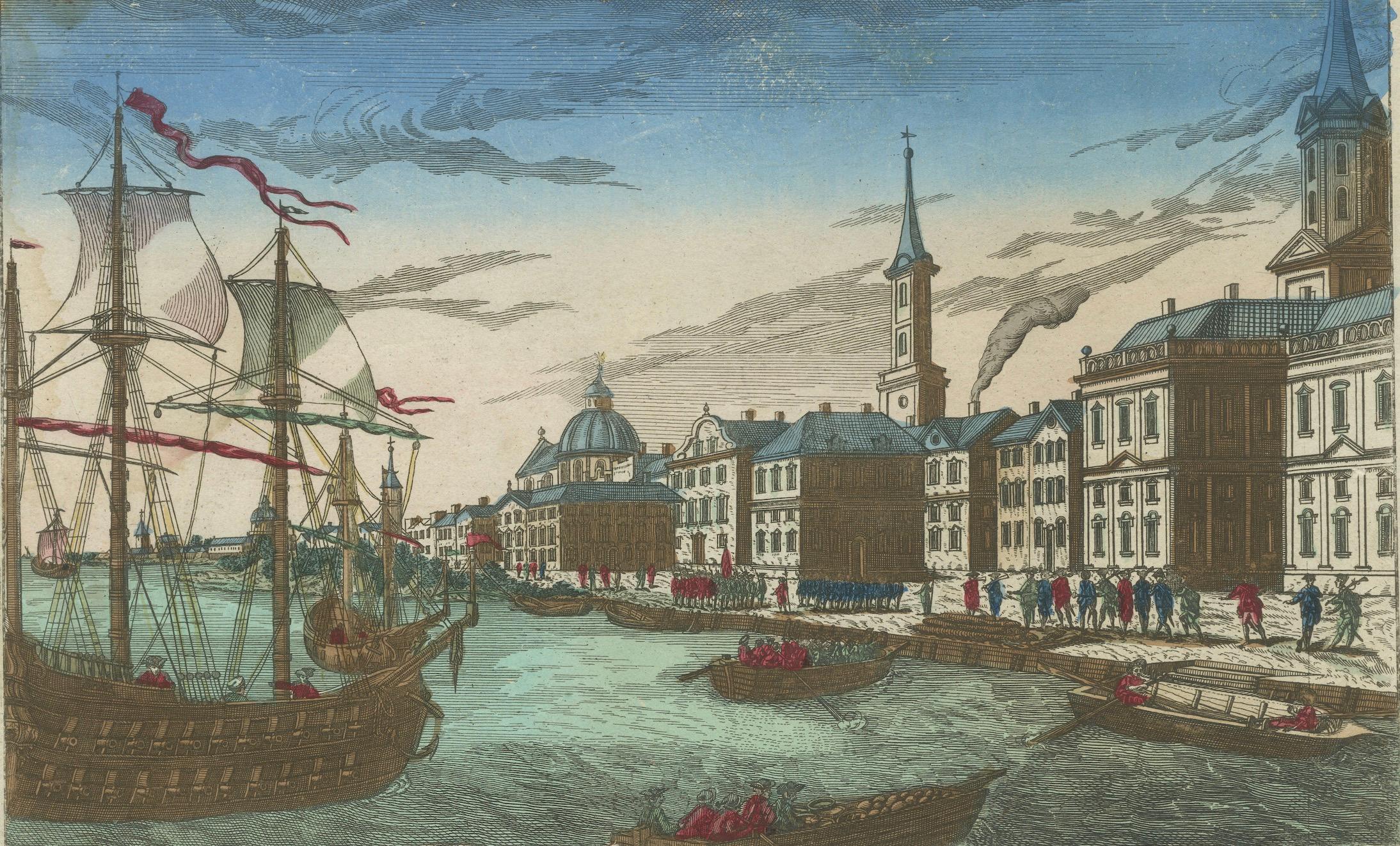 Landing of the British Troops in New York – Hand-Colored Optical View, ca. 1776
