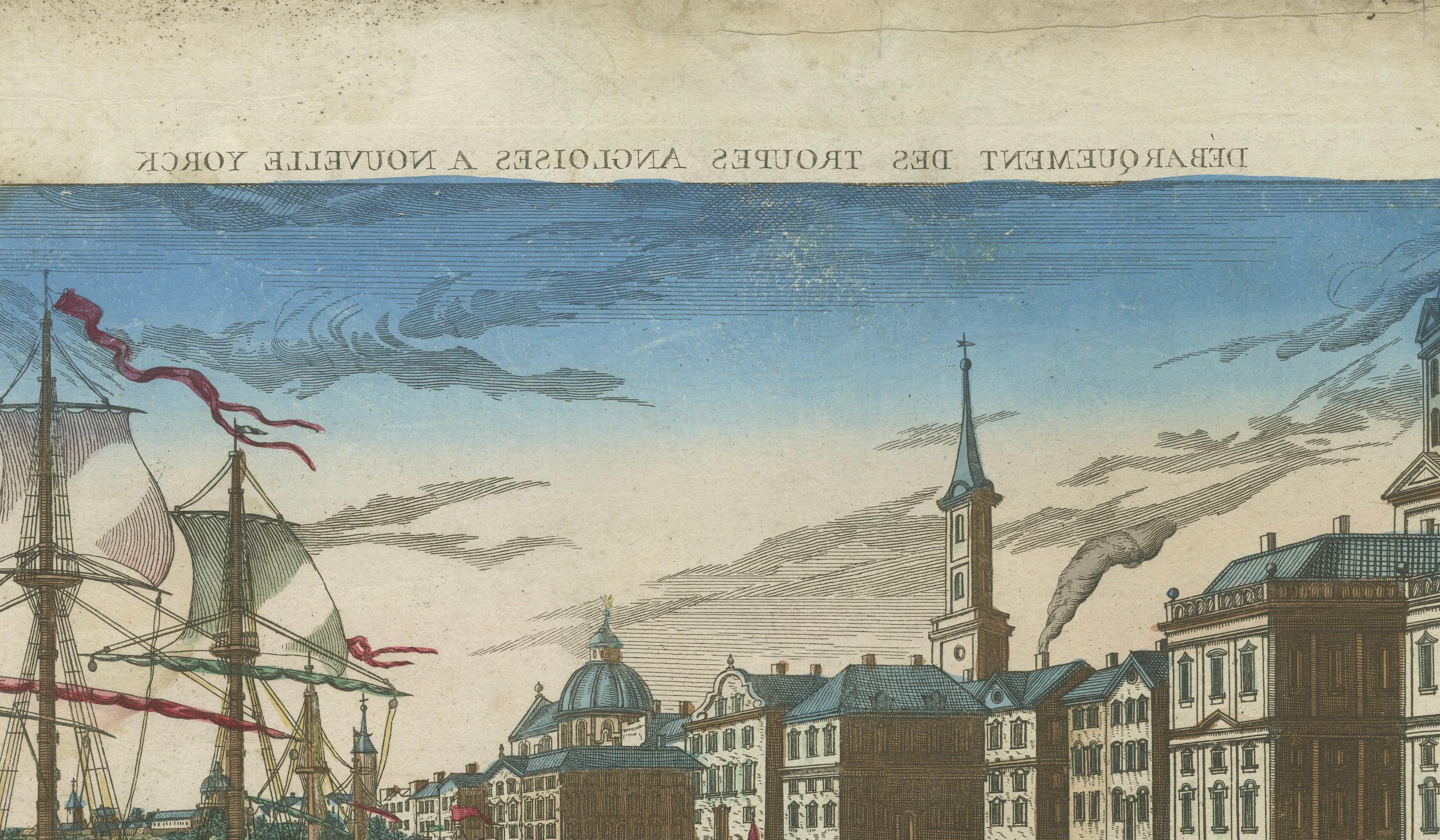 Landing of the British Troops in New York – Hand-Colored Optical View, ca. 1776