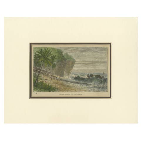 Landing Through the Surf – Ceram, late 19th-century hand-coloured wood engraving
