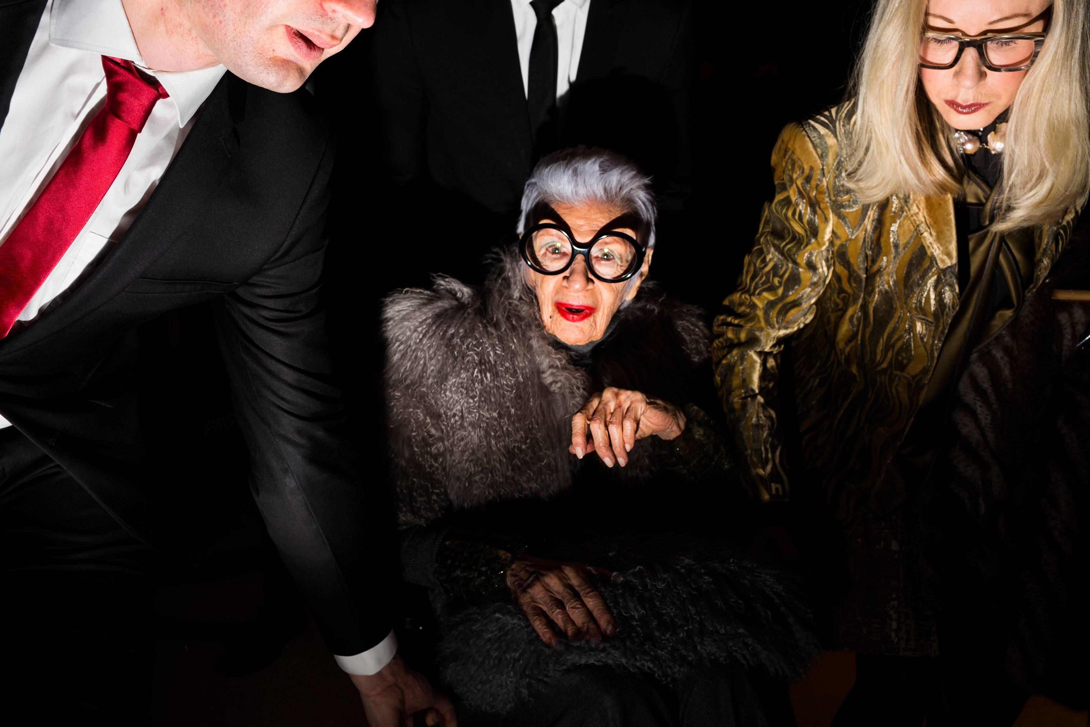 Landon Nordeman Figurative Photograph - Dries Van Noten (with Iris Apfel) - celebrity fashion photography