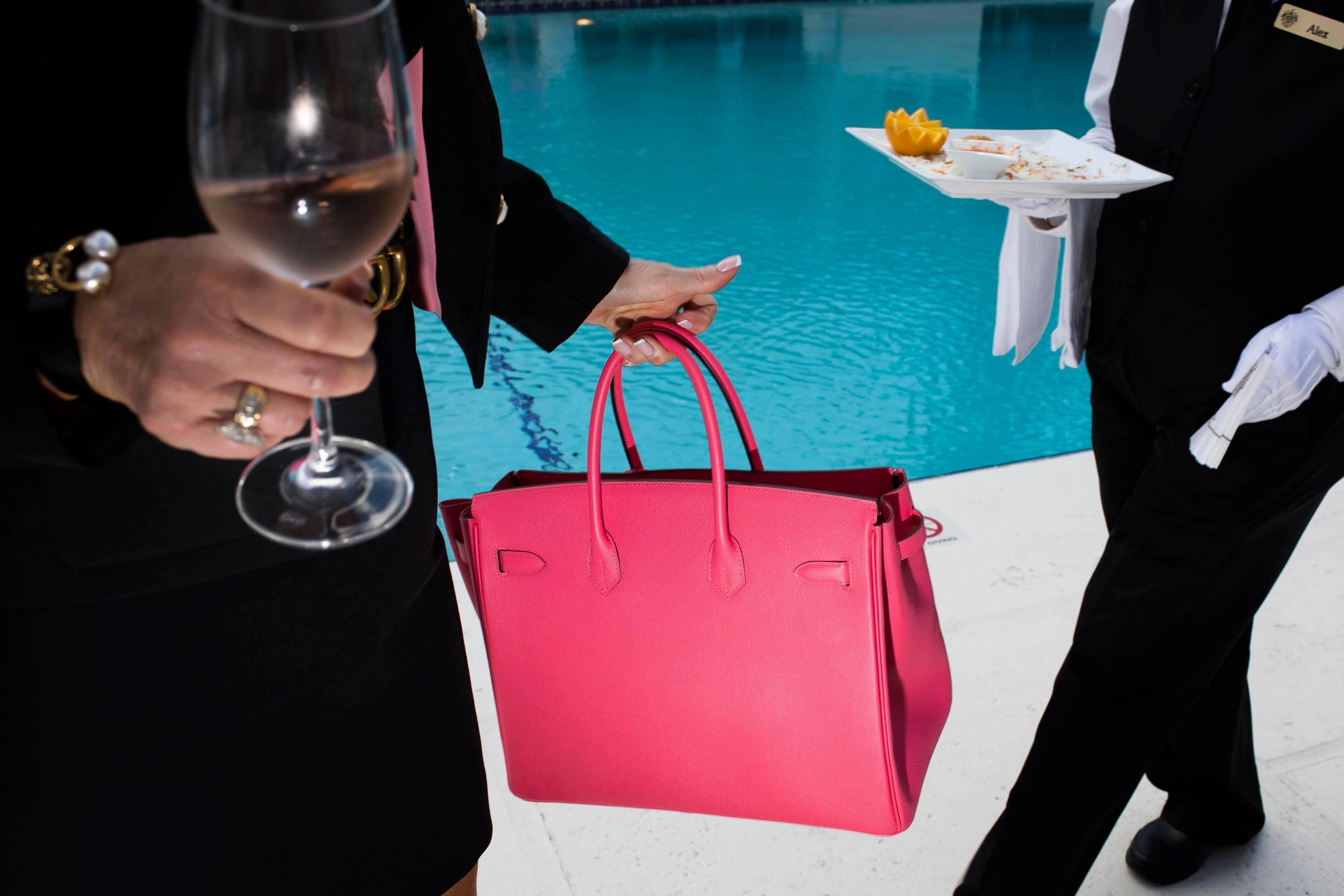 Landon Nordeman Color Photograph - Pink Bag, Mar-a-Lago, High Season series, Palm Beach