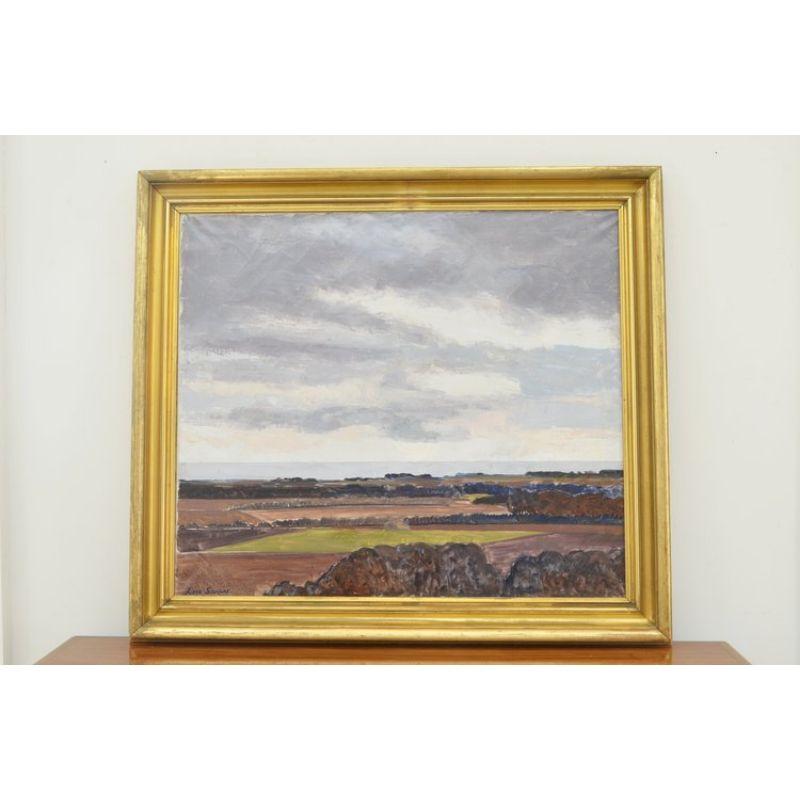 Landscape by Lars Swane, Oil on Canvas In Fair Condition For Sale In Scottsdale, AZ