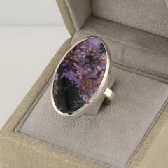 Landscape charoite silver ring