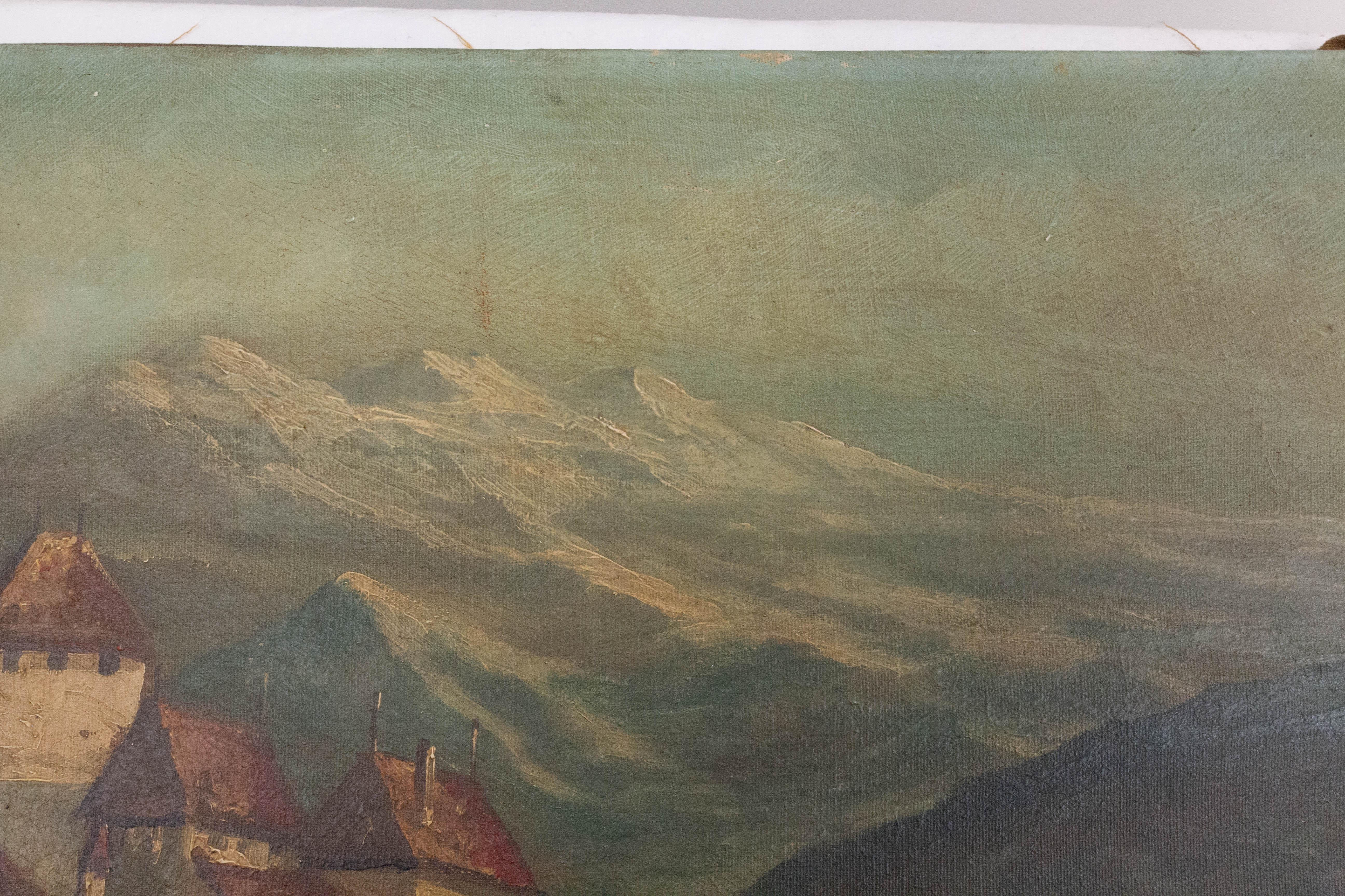 Landschaft Chateau Chillon Leman-See, Schweiz, spätes 19. Jahrhundert im Angebot 1