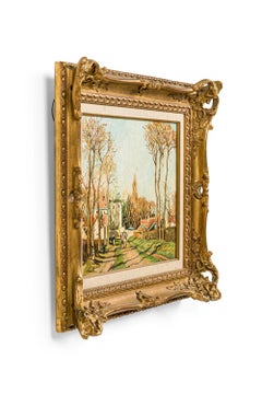 Entrance to Village Impressionist Painting, Victorian, 19th Century
