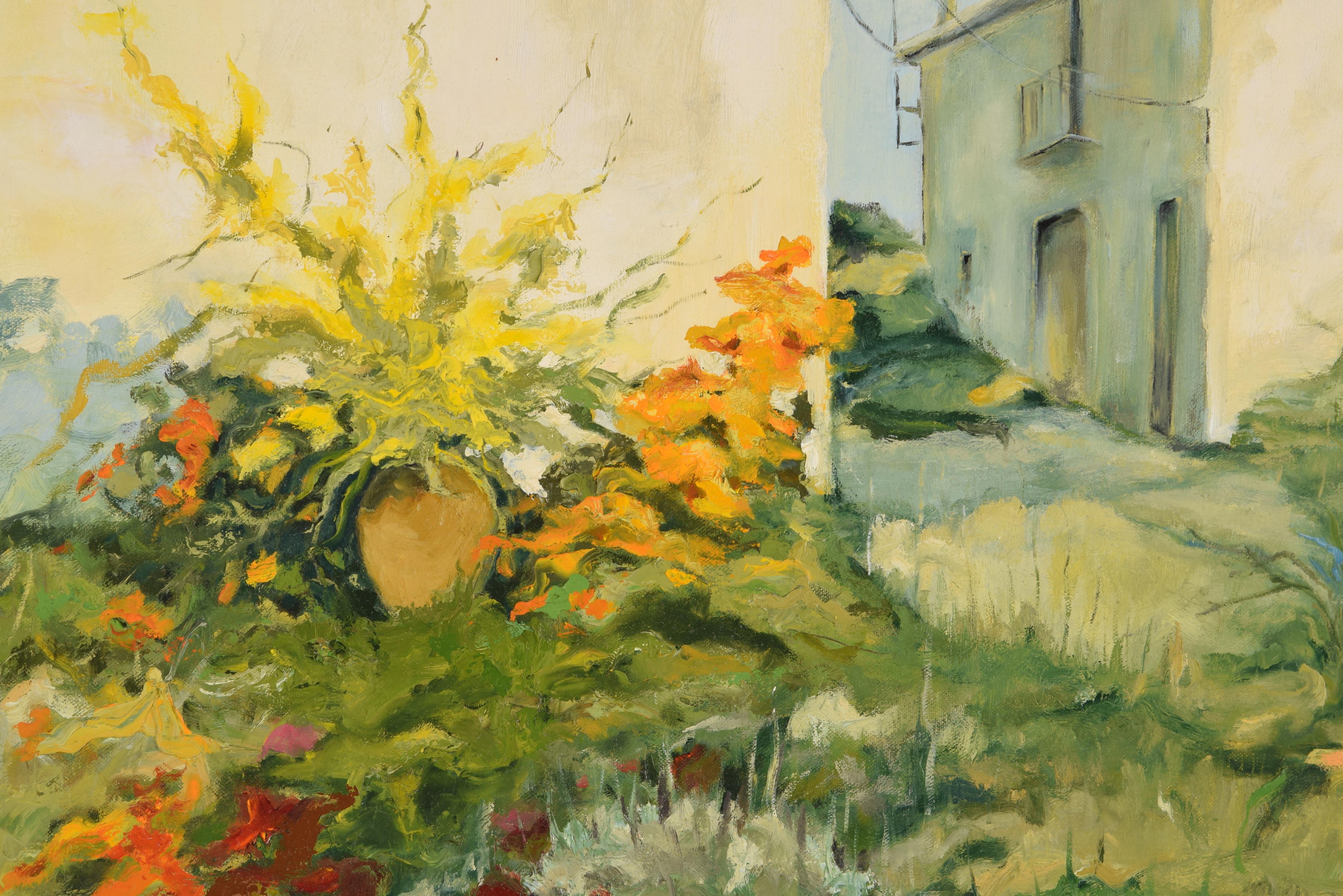 Other Landscape, “Geraniums.” Oil on canvas. Spanish School, 1999. For Sale