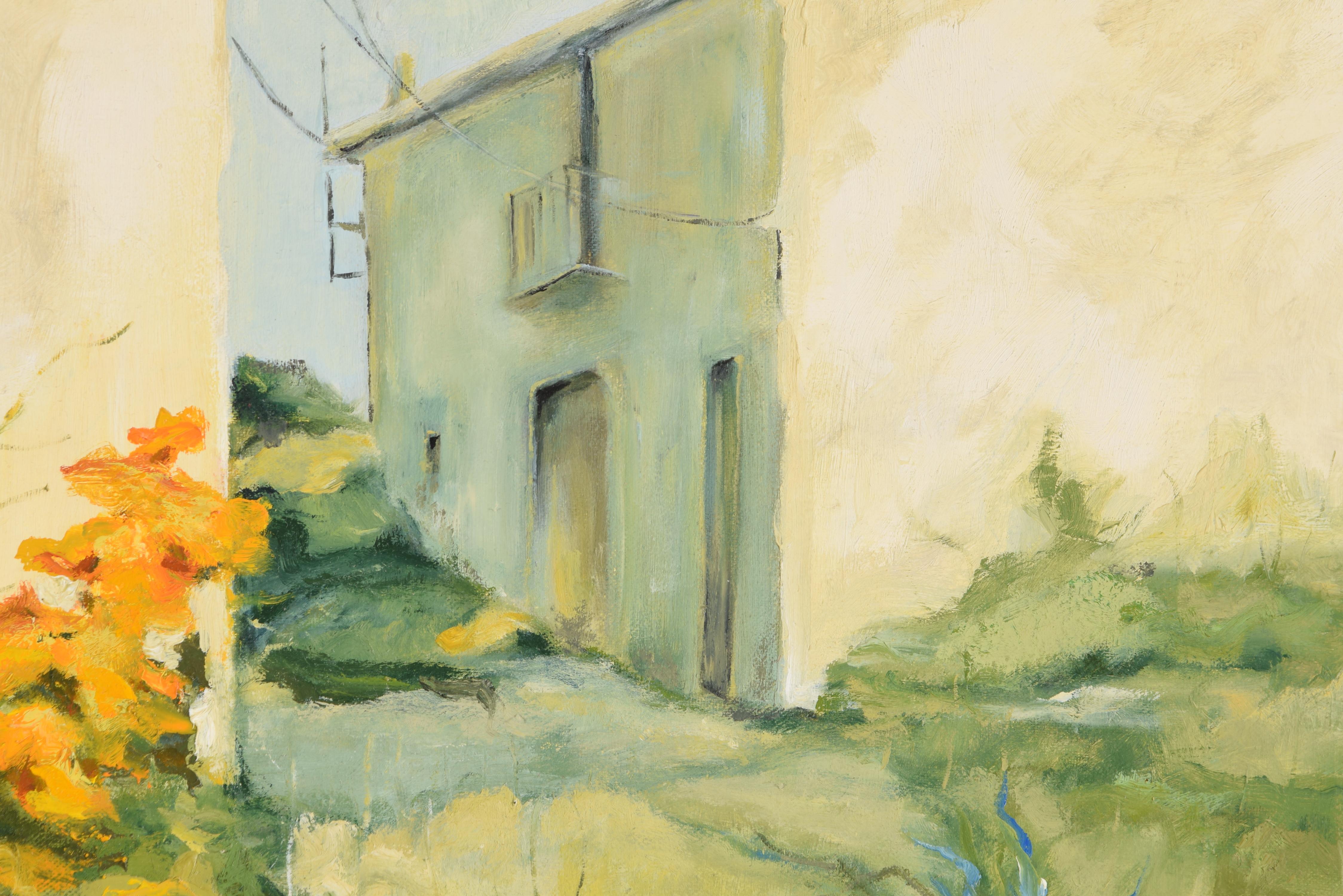 Late 20th Century Landscape, “Geraniums.” Oil on canvas. Spanish School, 1999. For Sale