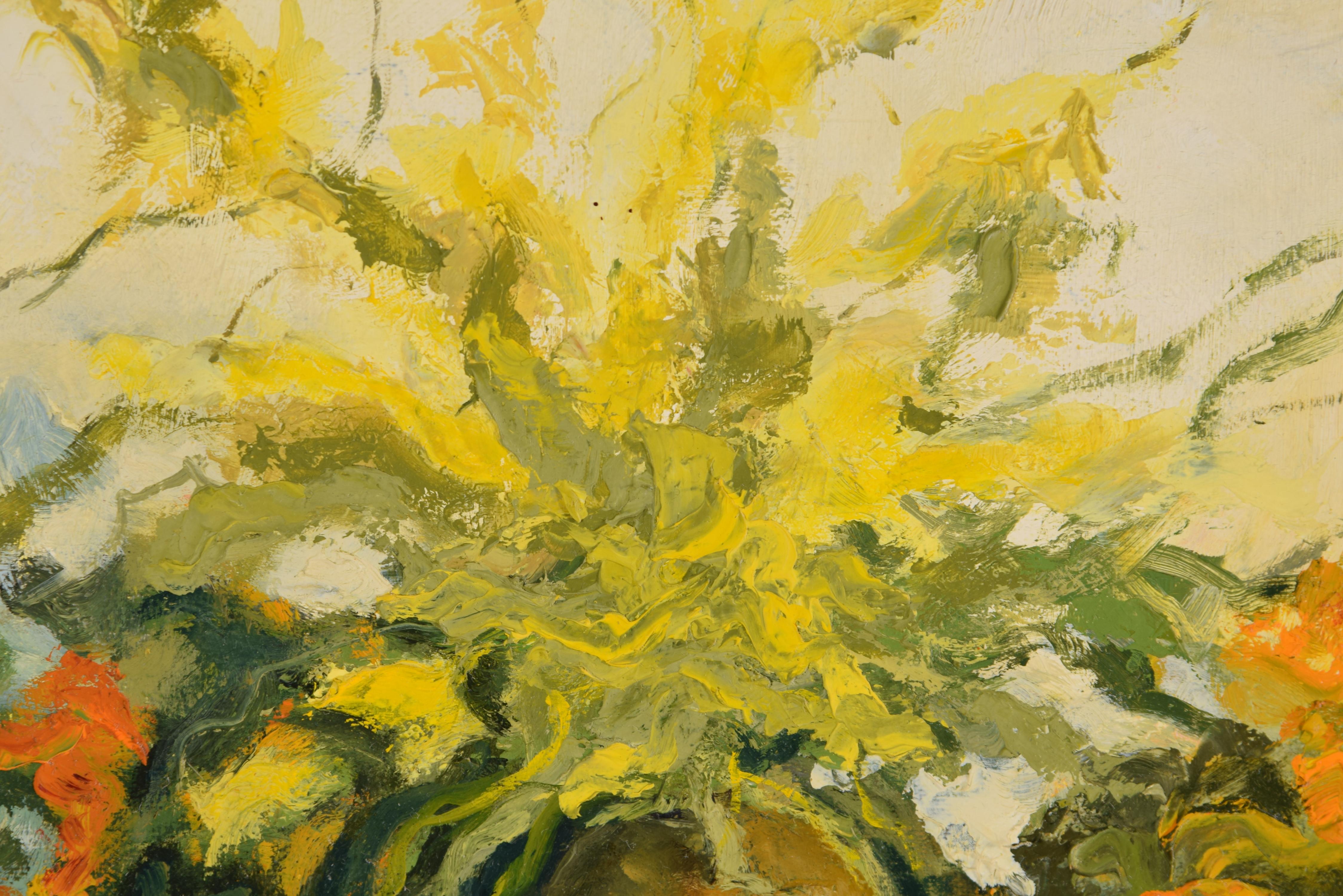 Other Landscape, “Geraniums.” Oil on canvas. Spanish School, 1999. For Sale