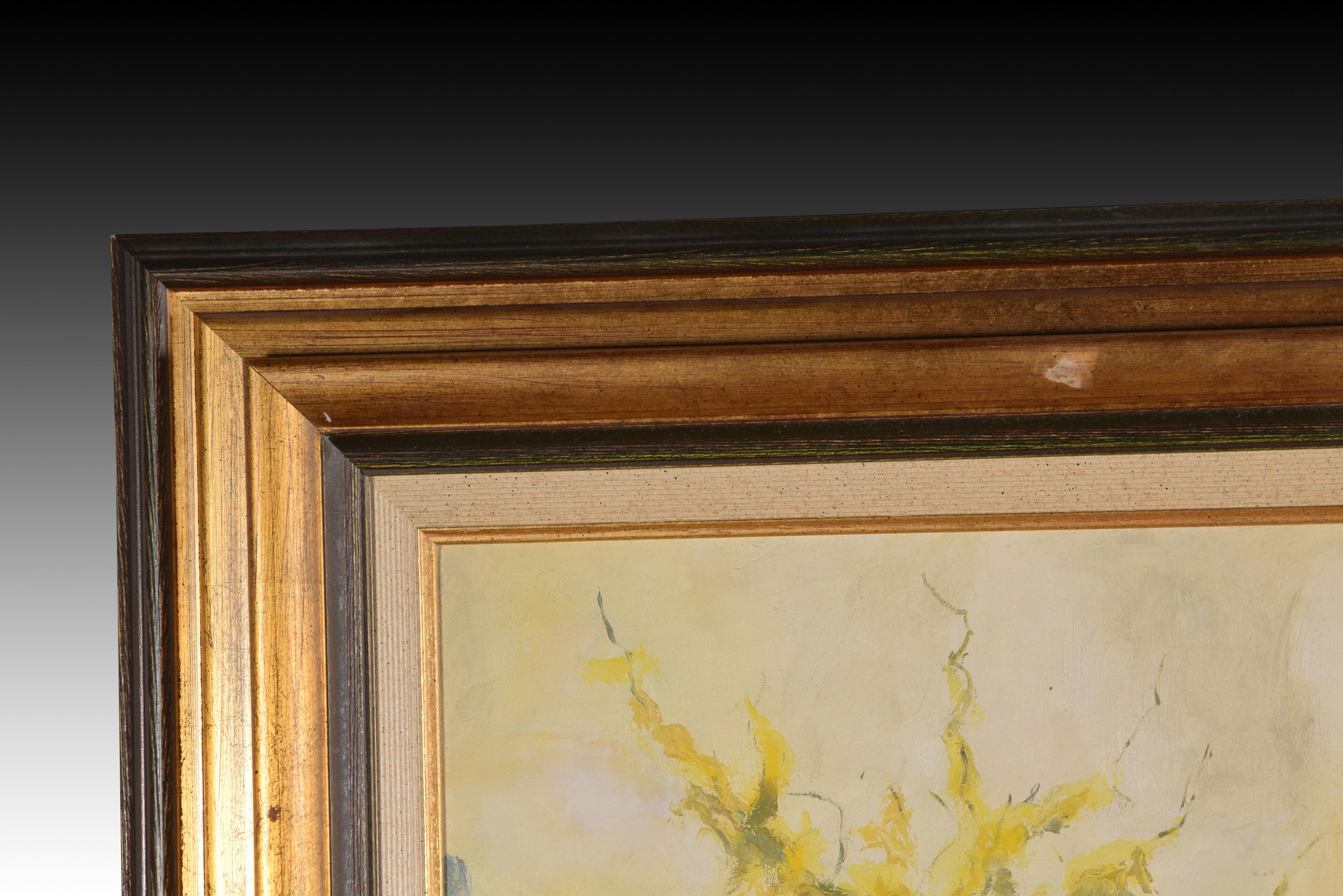 Landscape, “Geraniums.” Oil on canvas. Spanish School, 1999. For Sale 1