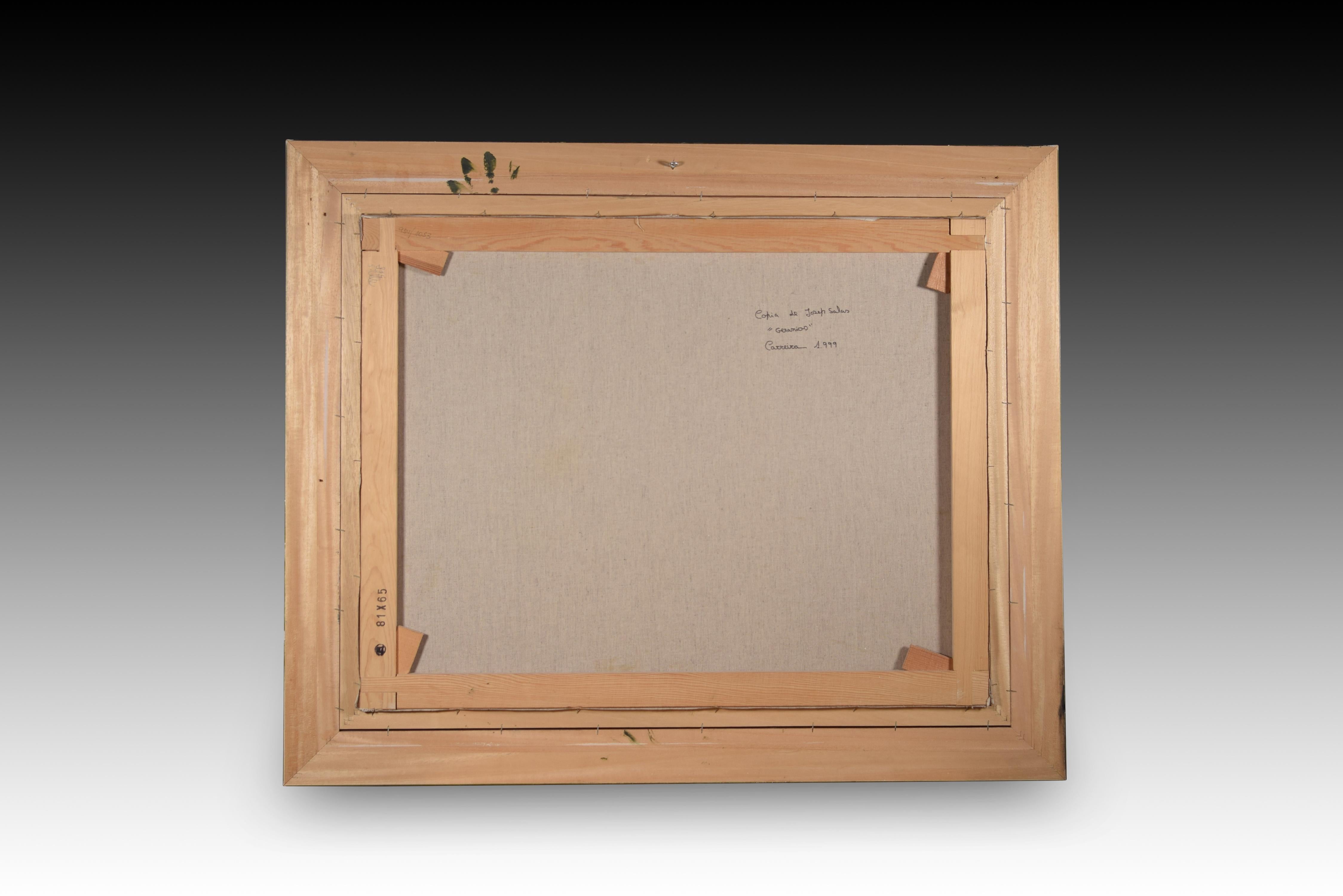 Landscape, “Geraniums.” Oil on canvas. Spanish School, 1999. For Sale 2