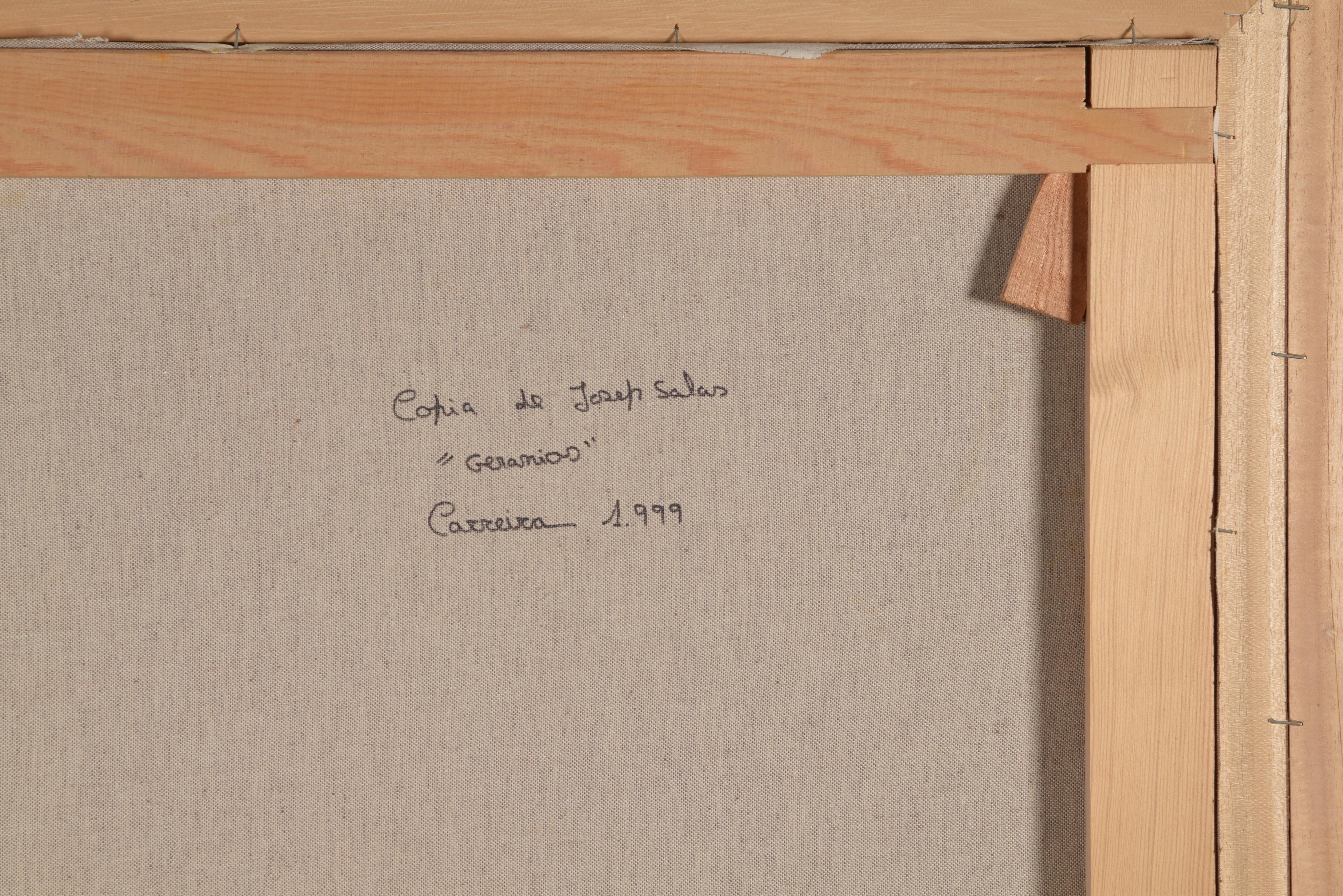 Landscape, “Geraniums.” Oil on canvas. Spanish School, 1999. For Sale 3