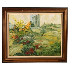 Landschaft, "Geranien". Öl auf Leinwand. Spanish School, 1999.