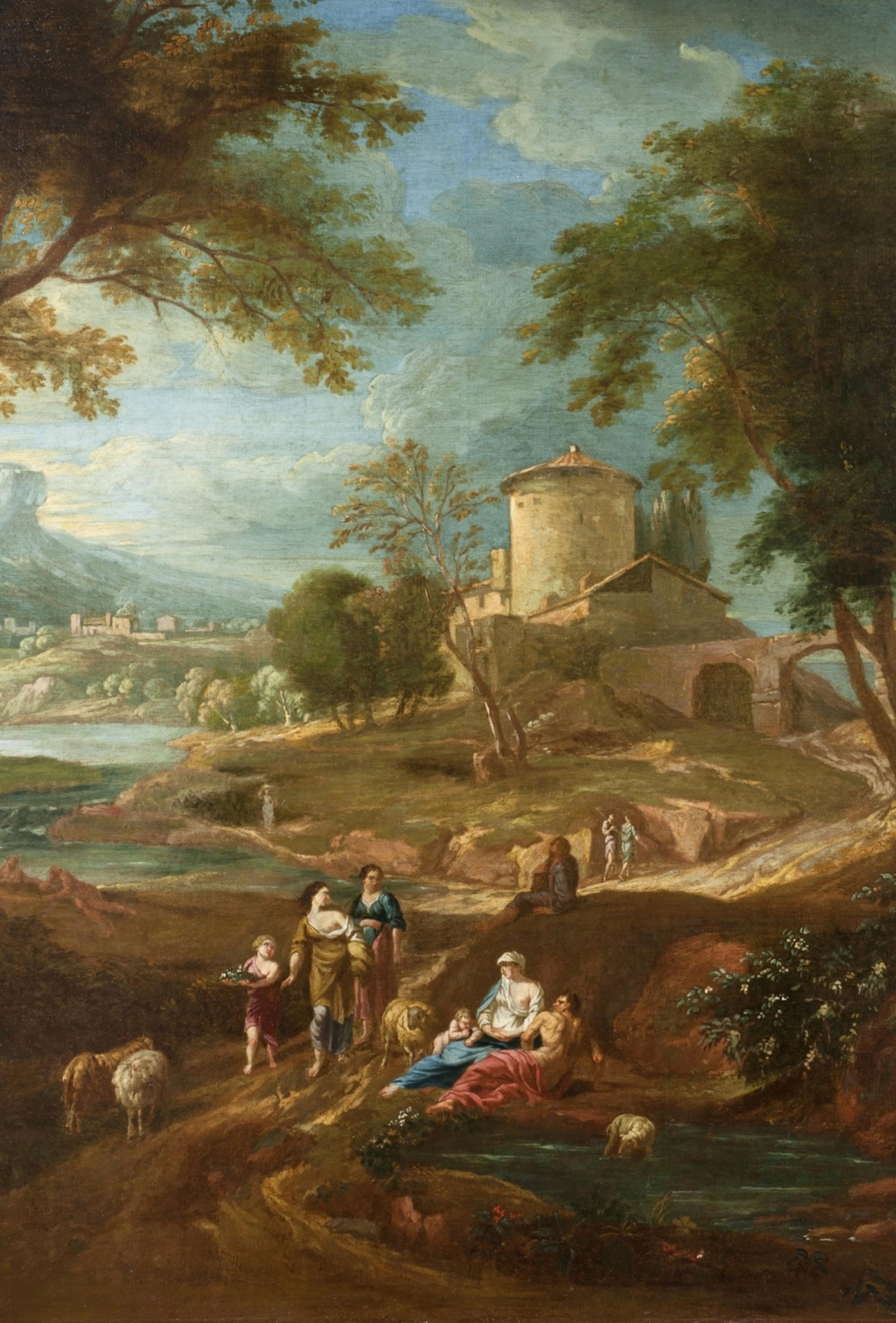 Landscape, Giuseppe Bison 18th Century Oil on Canvas Landscape Painting 1