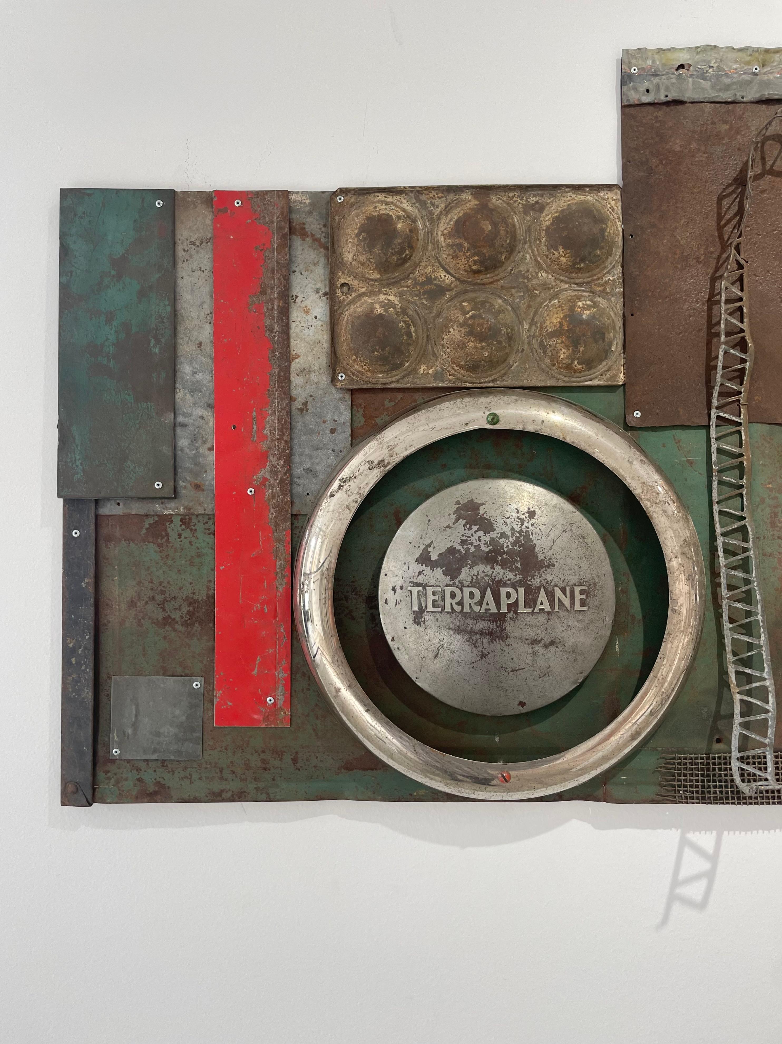 Collage paisajístico realizado con chatarra encontrada.