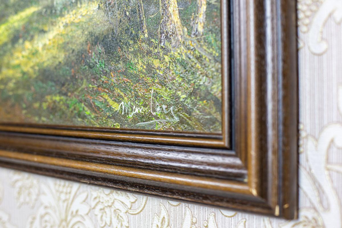 Landscape in an Oak Frame, after circa 1945 In Good Condition For Sale In Opole, PL