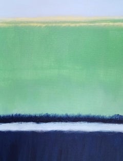 Paysage dans un cadre bleu:: acrylique sur papier livraison gratuite