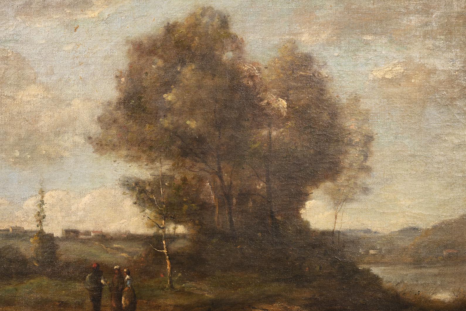 Rococo Paysage dans le style de Camille COROT avec cadre de style rococo, 19e siècle en vente