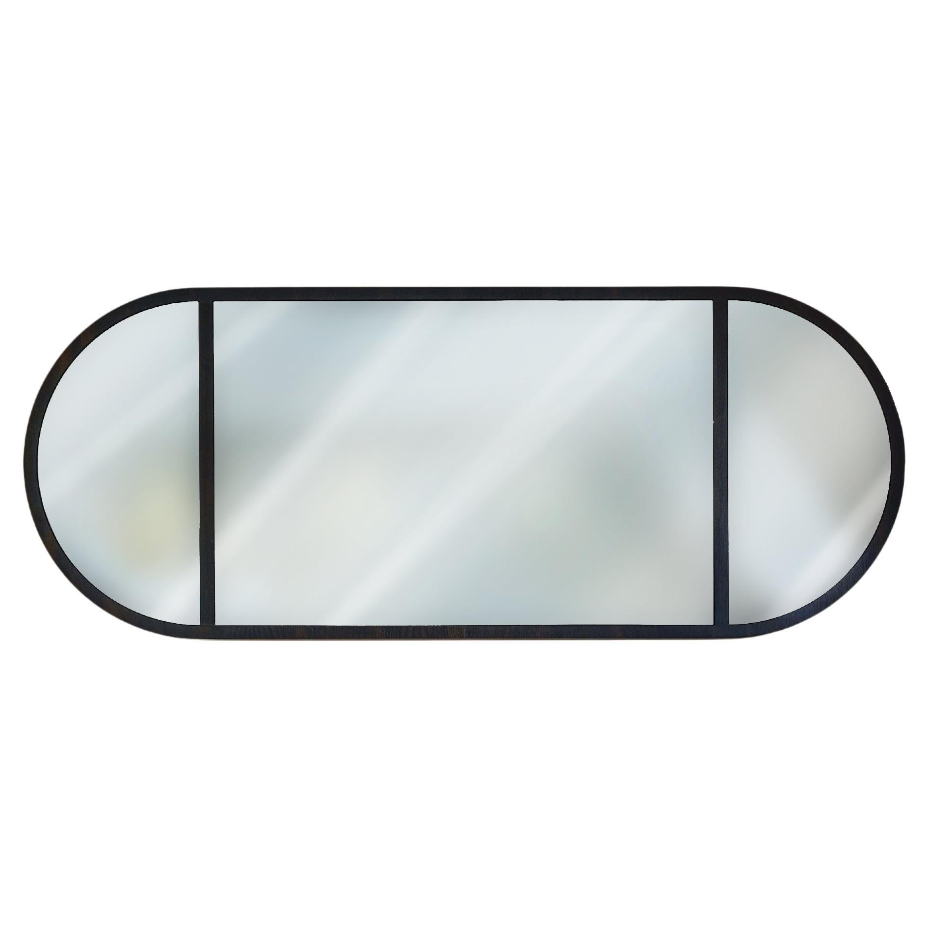 Landscape Mirror With Dark Wood Frame For Sale