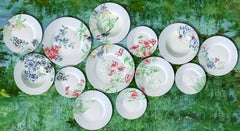 Landscape N°1, Murales contemporaneo in porcellana con disegni floreali e animali selvatici