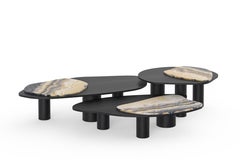 Modern Landscape Nesting Coffee Table, Set/3, Nilo Onyx, Handmade by Greenapple