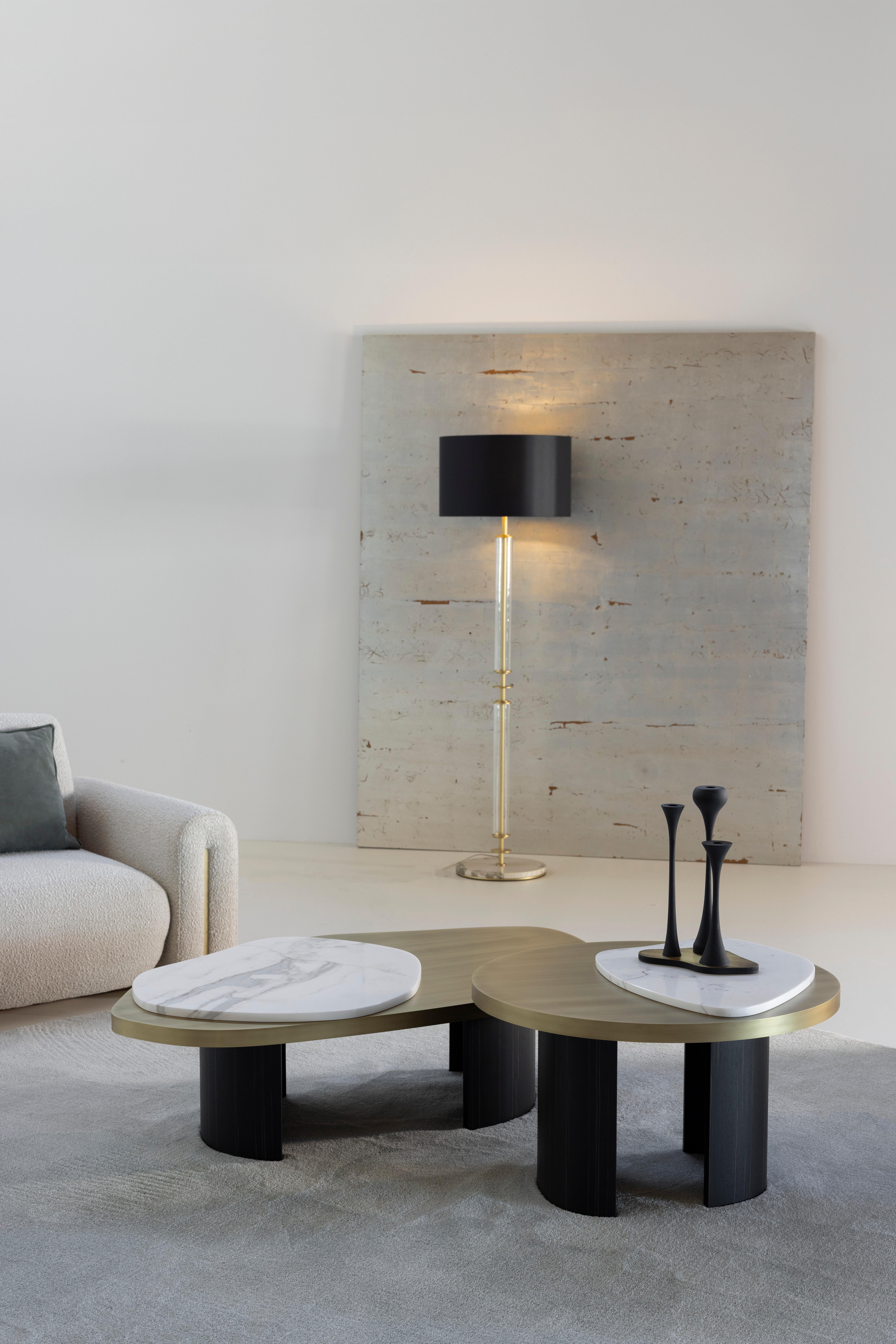 Tables basses gigognes Landscape Set of 3, Nilo Onyx, Oak, Handmade by Greenapple en vente 1