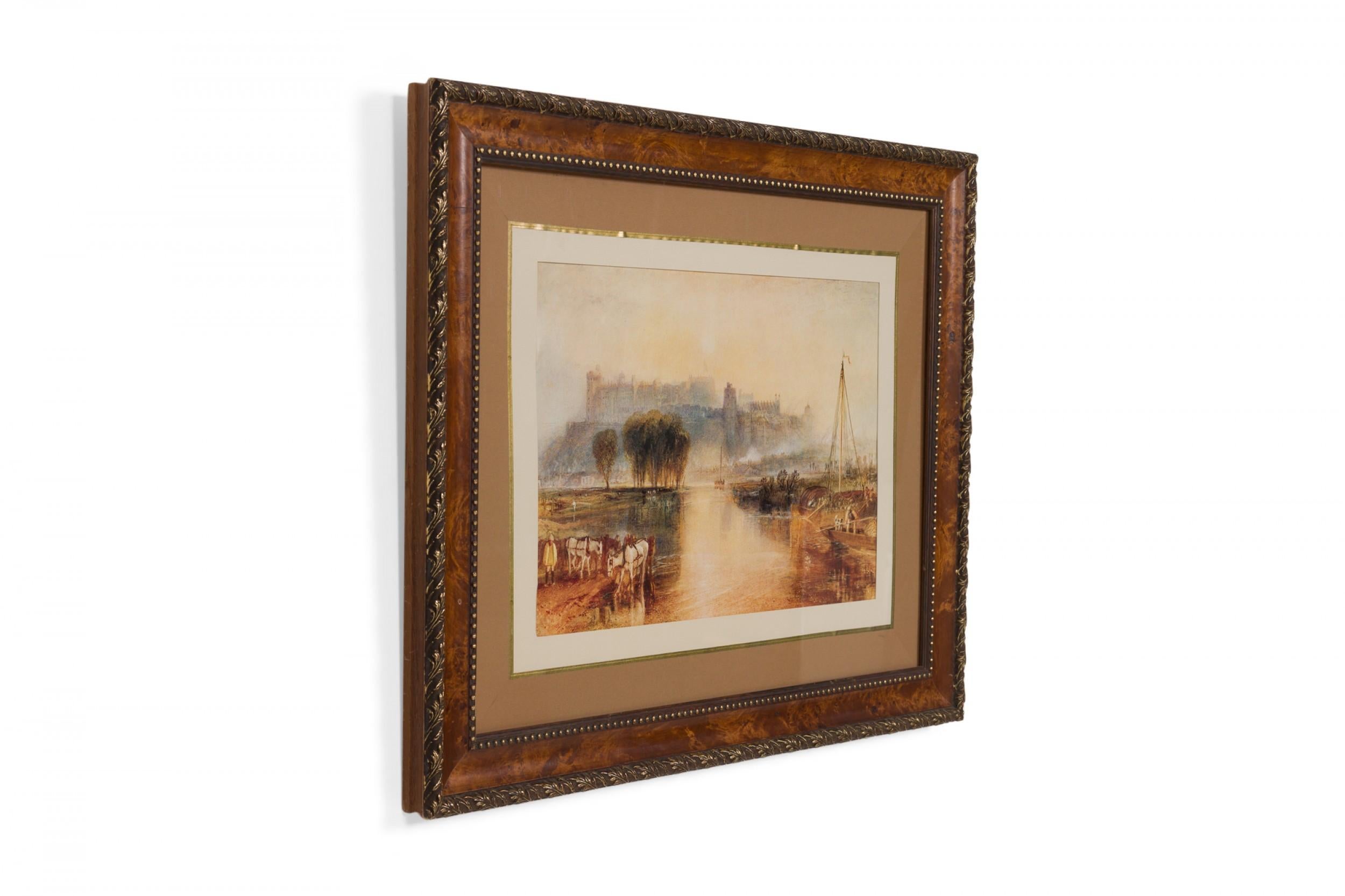 Copy of a watercolour landscape in an Impressionist style of a castle on a hill