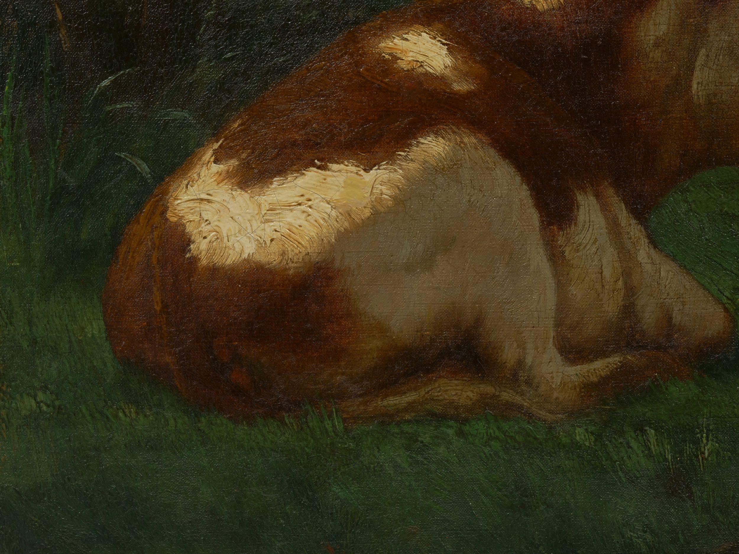“Landscape of a Resting Bull” Oil Painting by John Carleton Wiggins 4