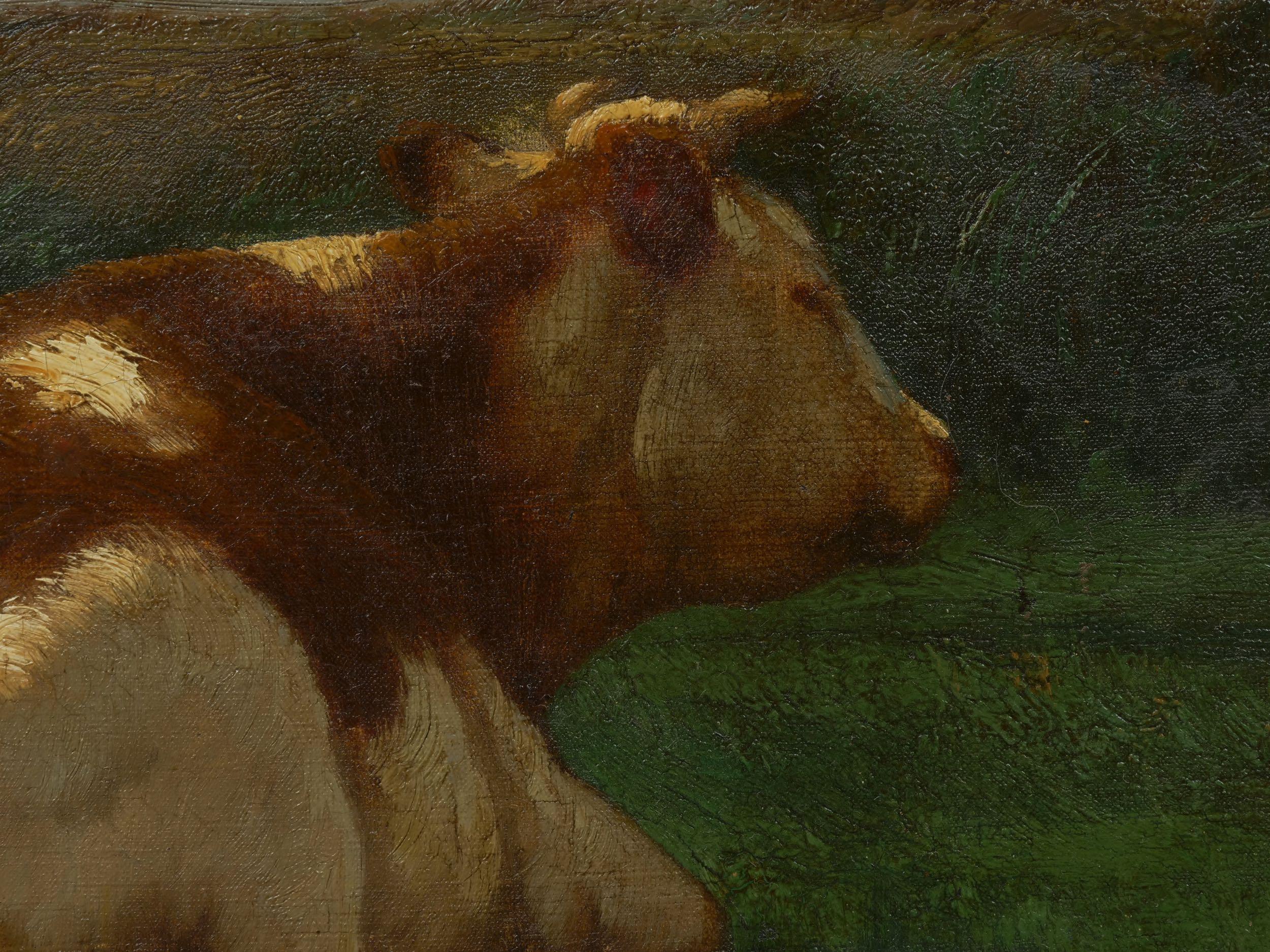 “Landscape of a Resting Bull” Oil Painting by John Carleton Wiggins 5