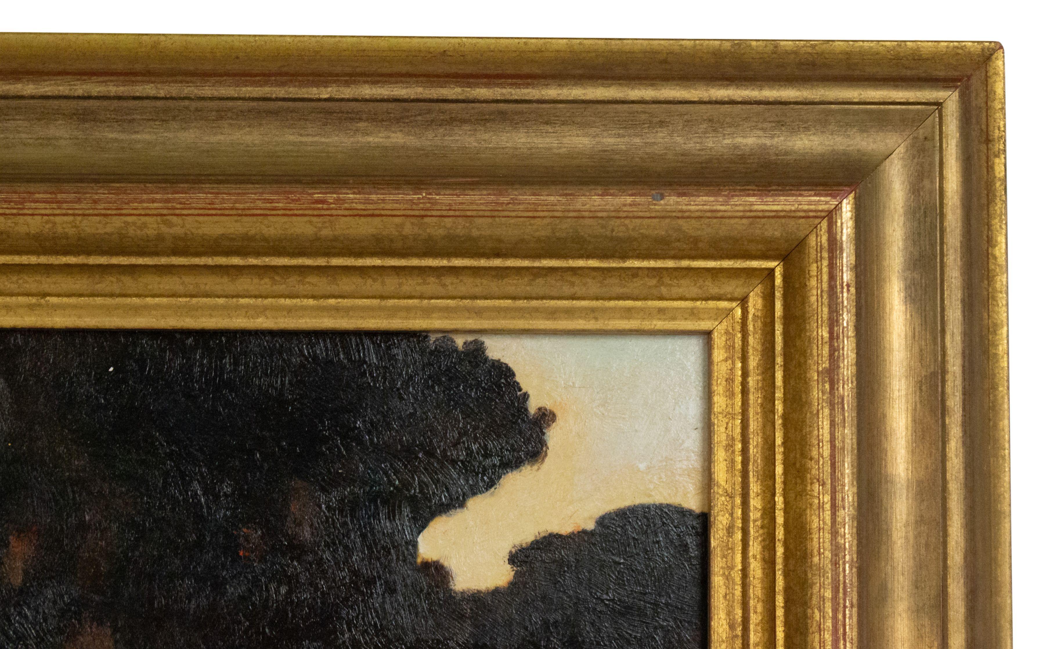 Landschaft der Häuser in den Wäldern (Europäisch) im Angebot