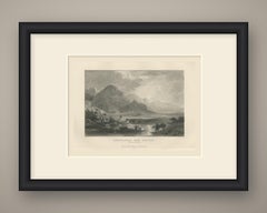 Landscape of Kutch, Horsemen Fording a River, Antique Steel Engraving, 1859