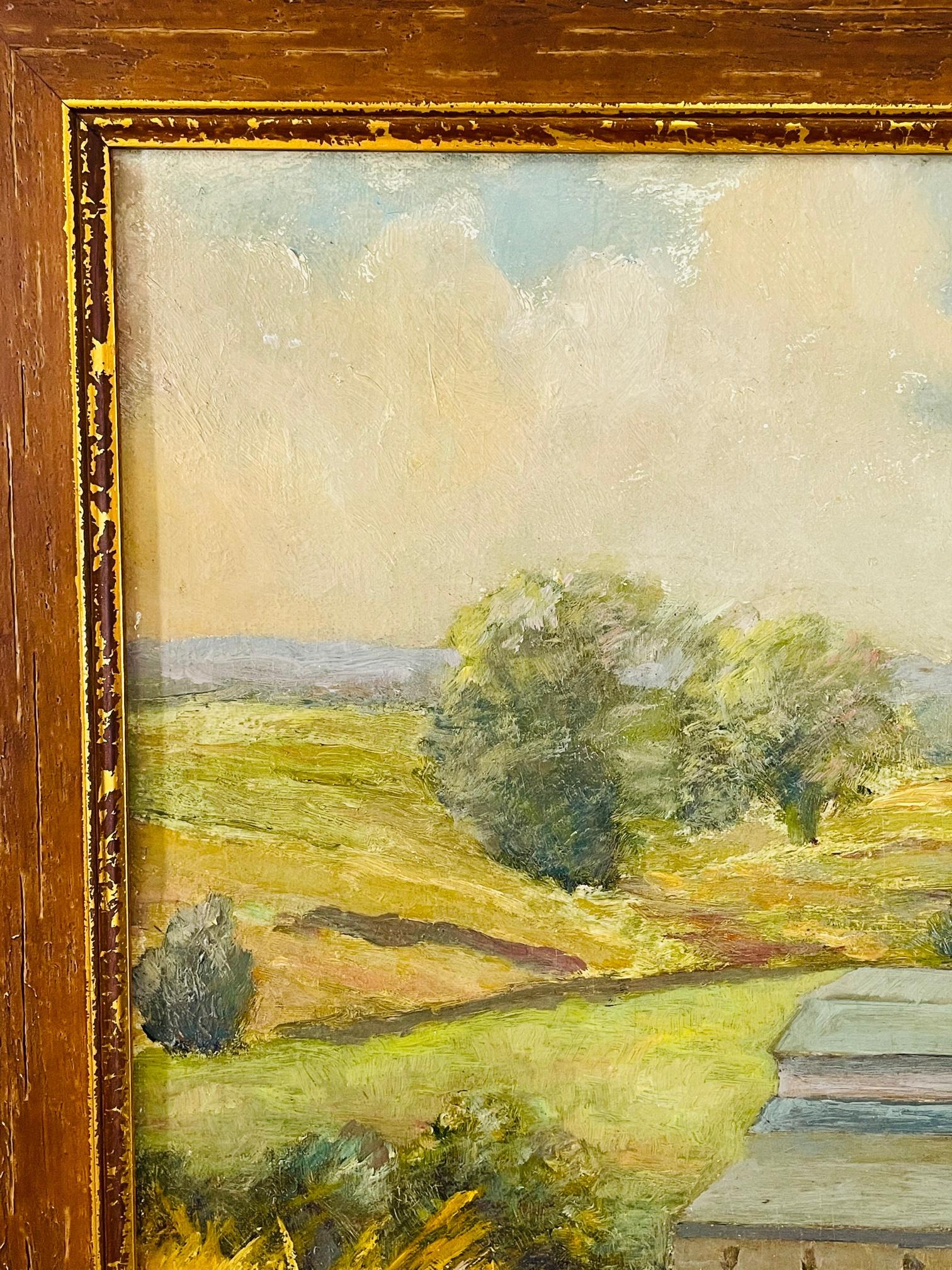 American Landscape Oil on Board Painting Signed O.Erickson