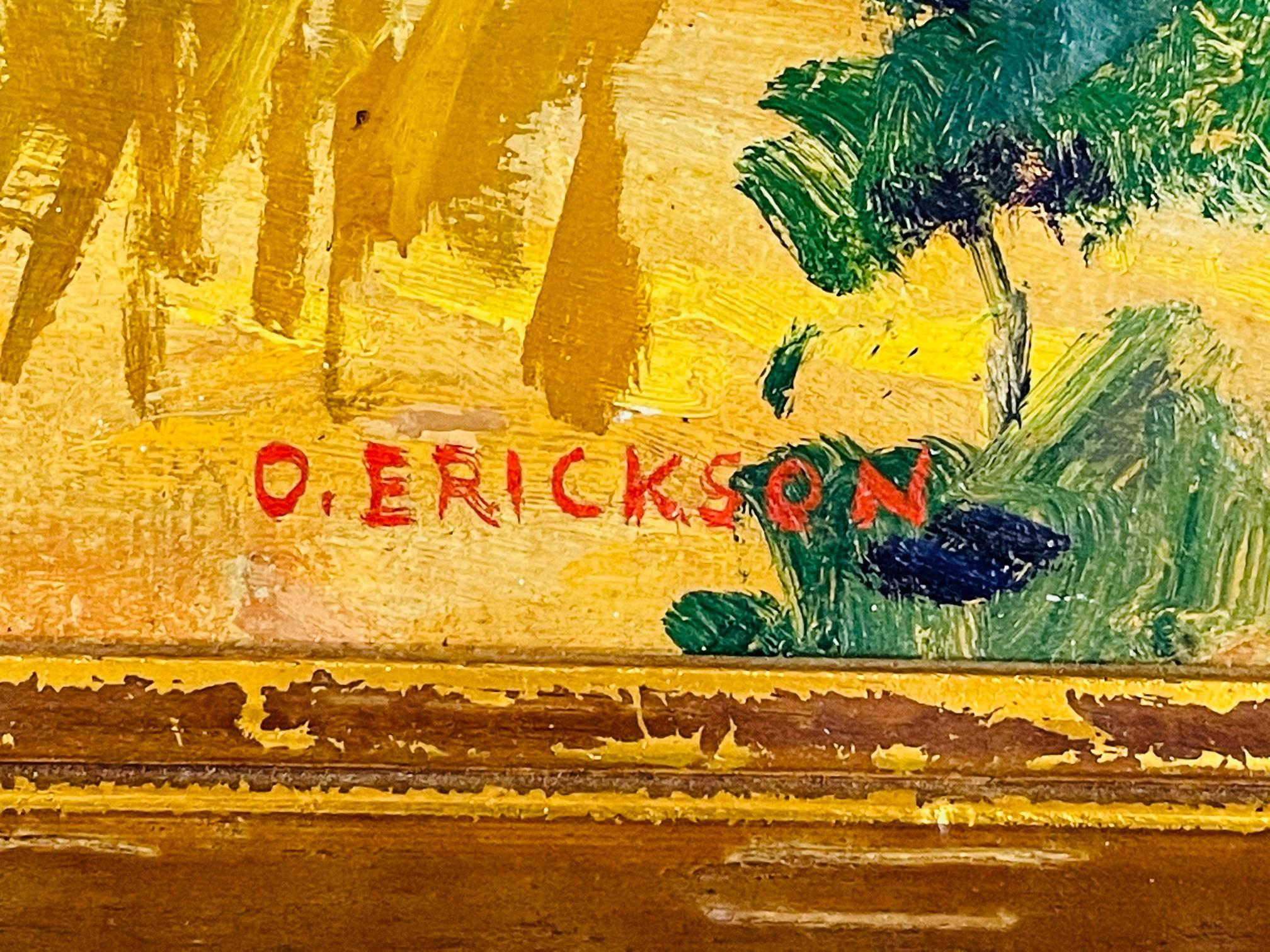 Landscape Oil on Board Painting Signed O.Erickson 2