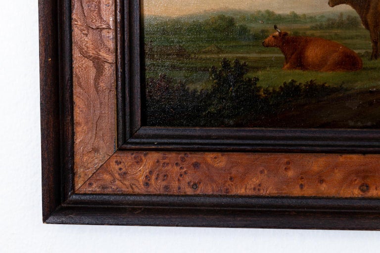 Landscape Oil on Board with Cows In Good Condition In Stamford, CT