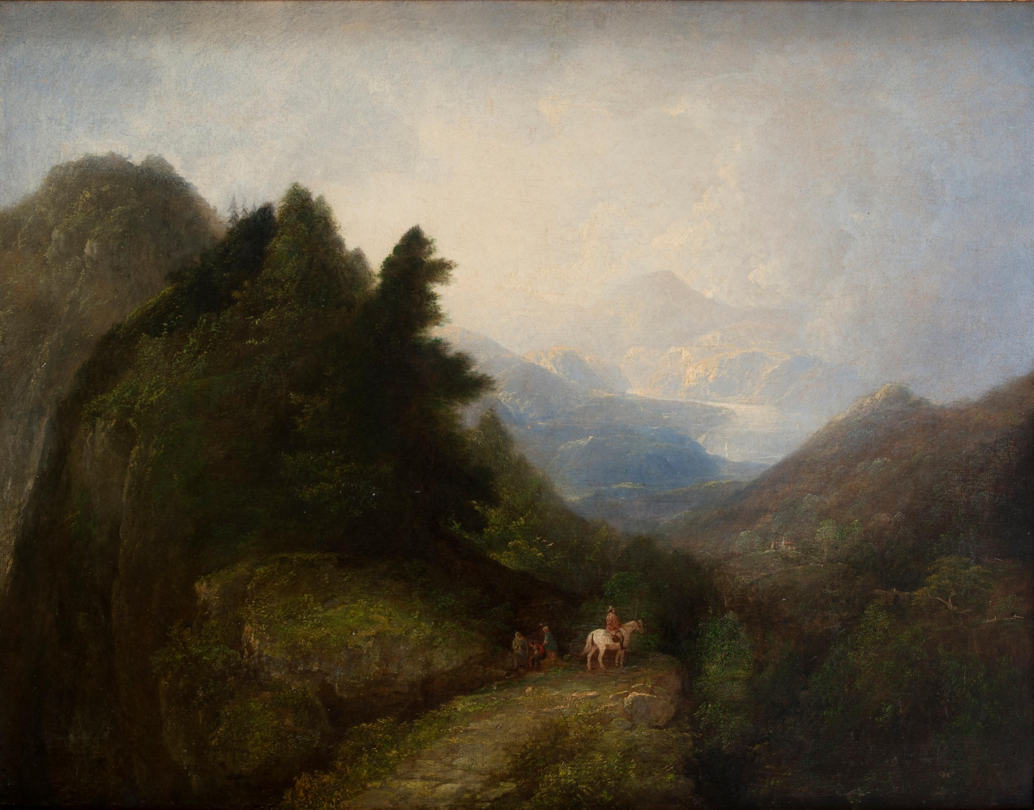 Between the bottom fog there is a river. In the foreground, between mountains and forests, four small human figures bring some life to the landscape. This pictorial genre, despite the great development that it had already since the 16th century, can